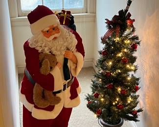 3-foot Santa and Christmas topiary