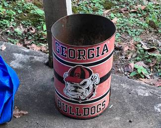 UGA metal trash can