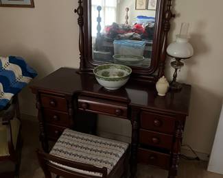 Antique cherry bedroom furniture - dresser and mirror