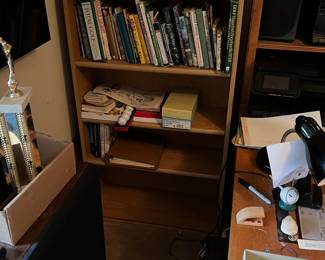 Books, trophies, shelves