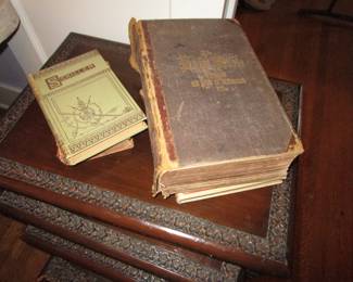 Chinese nesting tables, antique books