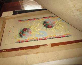 Vintage painted wallpaper samples