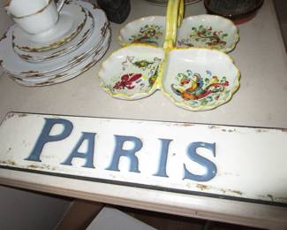 Lots of Paris signs and more china