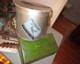 Antique hat box and metal box