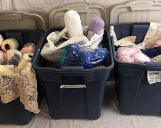 3 Bins of Crochet Knitting Lace