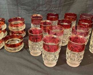 Kings Crown Ruby Red Thumbprint Glassware