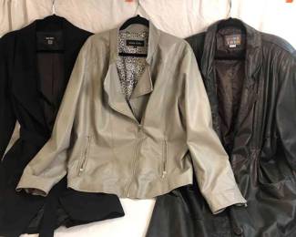 Nine West, Black Rivet Vintage Leather Trench Coat