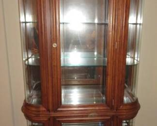 Large  Lighted Double Door Glass Curio Cabinet