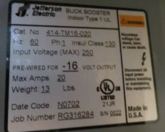 Jefferson Electric Buck Booster Indoor Type 1UL