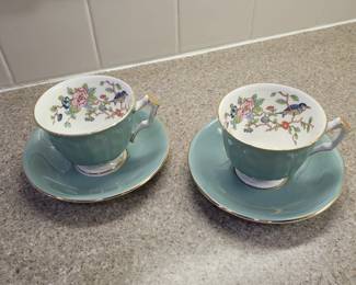 Vintage Aynsley Pembroke Sage Green, Vintage Teacup and Saucer