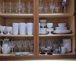 Entire set of vintage milk glass dishes.  Harvest Milk Glass
by Colony