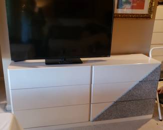 LANE white lacquer dresser chest