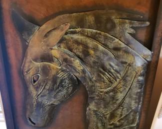 Metal horse sculpture  29x36