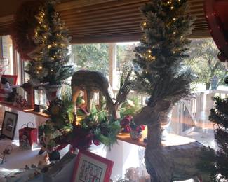 Lighted trees and Christmas decor