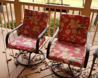 Patio set-rocker love seat , 4 rocker swival chairs 3 small tables