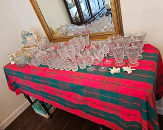 Fostoria crystal pieces sets, and  Serva-snack cup and tray sets