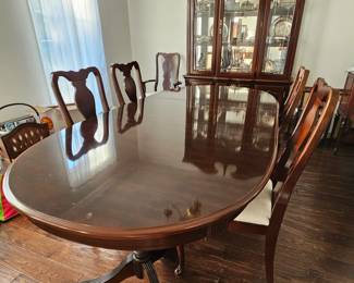 Formal dining room table with 6 chairs, large china cabinet 