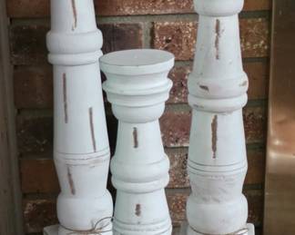 3 tiered distressed wooden candle stands 
