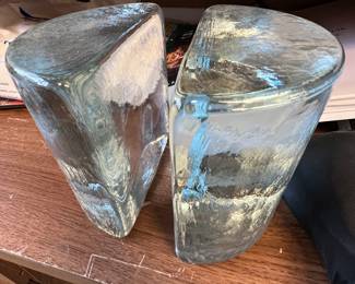 Vintage Blenko iceberg glass bookends