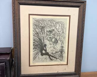 Salvidore Dali sepia lithograph, numbered "Napoleon and the Angel"