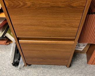 Two drawer wooden file cabinet; 16" L x 29" H x 20" D