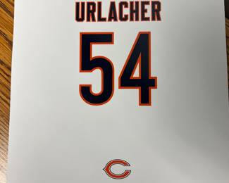 Brian Urlacher limited edition replica image from trophy case at Halas Hall; laser autograph