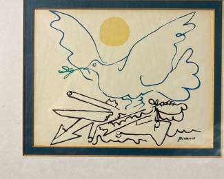 "World Without Weapons" Dove of Peace Picasso lithograph art print