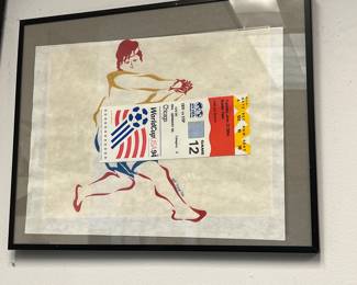 1994 World Cup watercolor & game ticket stub