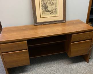 desk with file cabinets