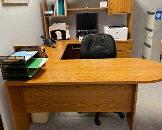 desk with credenze and bookcase/file cabinet