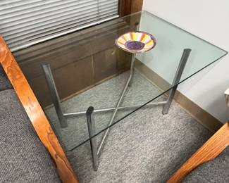 glass/chrome side table 32" L x 22" W x 19" H