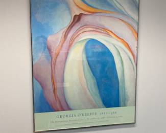 Vintage 1980s Georgia O'Keefe National Gallery of Art poster  "Music, Pink & Blue"