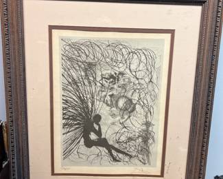 Salvidore Dali sepia lithograph, numbered "Napoleon and the Angel"
