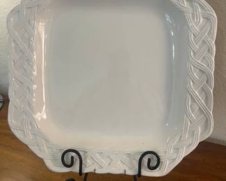 Tiffany & Co. White Woven Basket Weave Trim Serving Platter