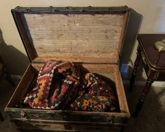 2 Antique/Vintage Kilim Rugs, Antique Trunk