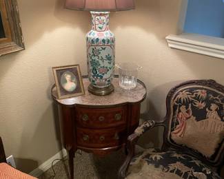 Louis XV cabinet, Chinese lamp, Louis XV Armchair