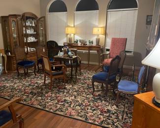 Updated Living Room Photo showing items available for Tuesday: French Chairs, Embroidered Rug