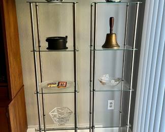 Glass/steel display shelves