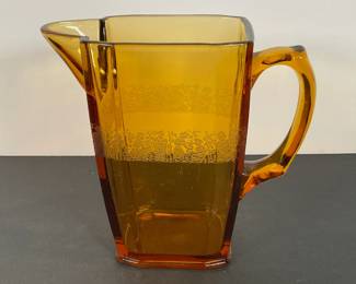 Vintage Amber Glass Pitcher