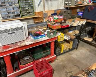 3 Window air conditioners. It'll get hot again. Fishing boxes. 