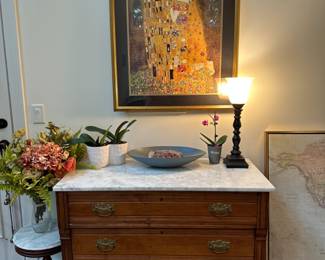 Eastlake, Walnut Marble Top Chest