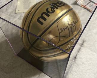 Larry Bird signed ball in case