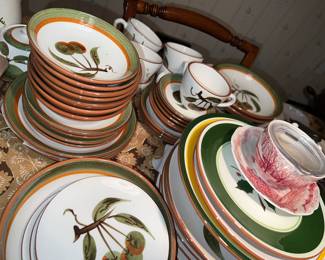 Stangl Pottery... setting 50+p ORCHARD SONG REDWARE asking $150 all