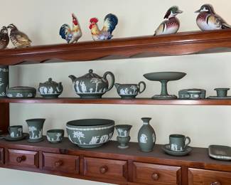 LOTS of Green + White Jasperware SPODE China selling individually or as a group