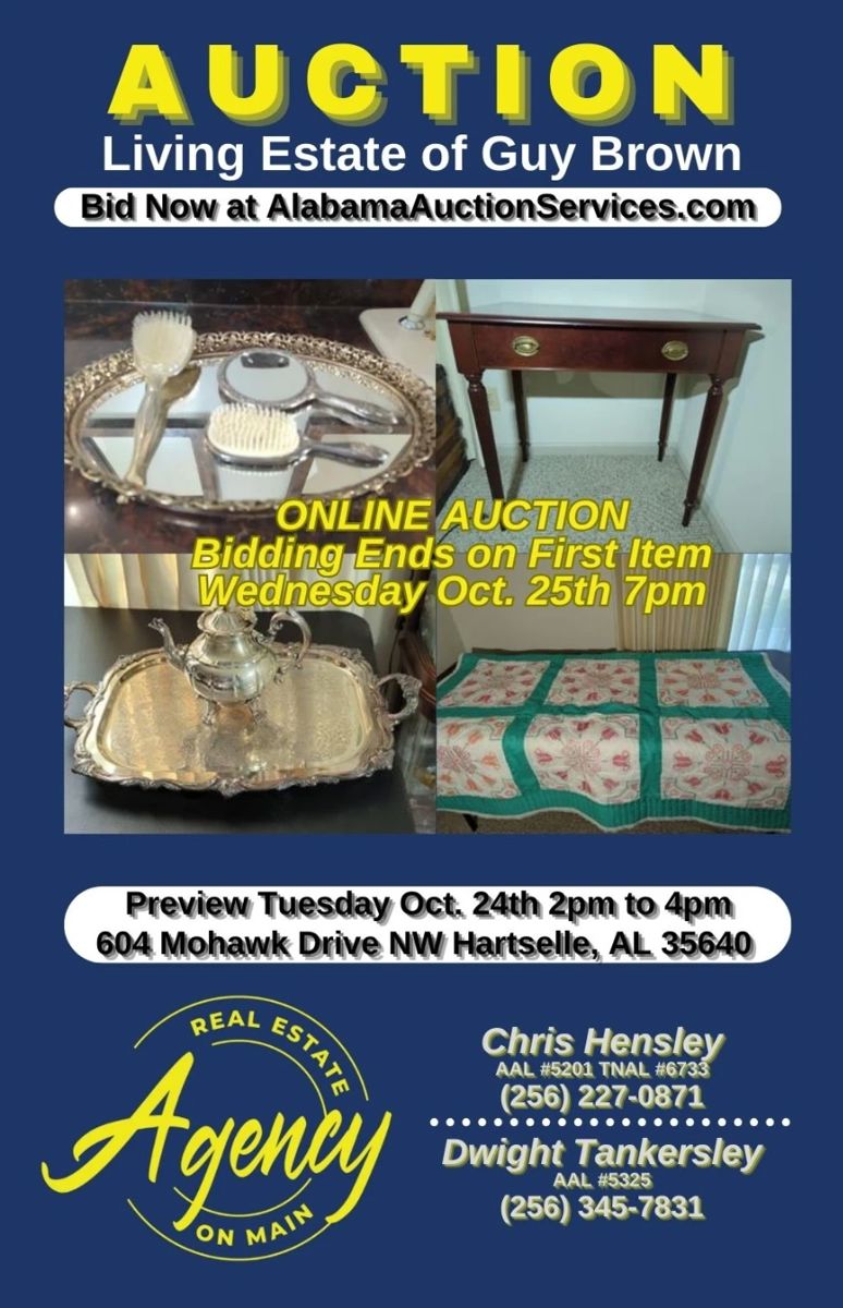 Living Estate of Guy Brown in Hartselle, AL starts on 10/15/2023