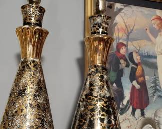 Mid-Century black/gold lamps