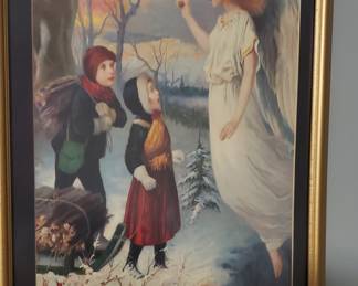 Framed and matted angel print