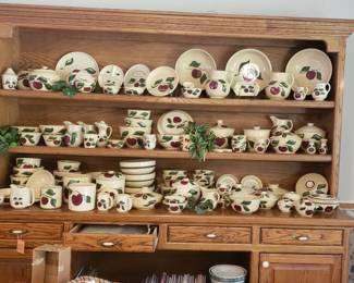 Massive oak china cabinet.  Watt Pottery