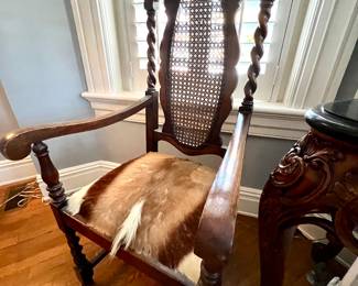 Antique chair in African hide....