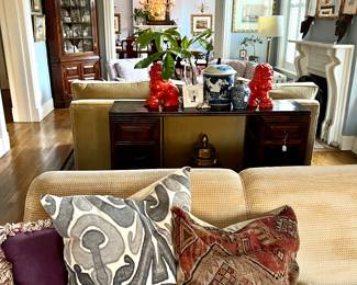 Superb collection of custom pillows throughout the home.